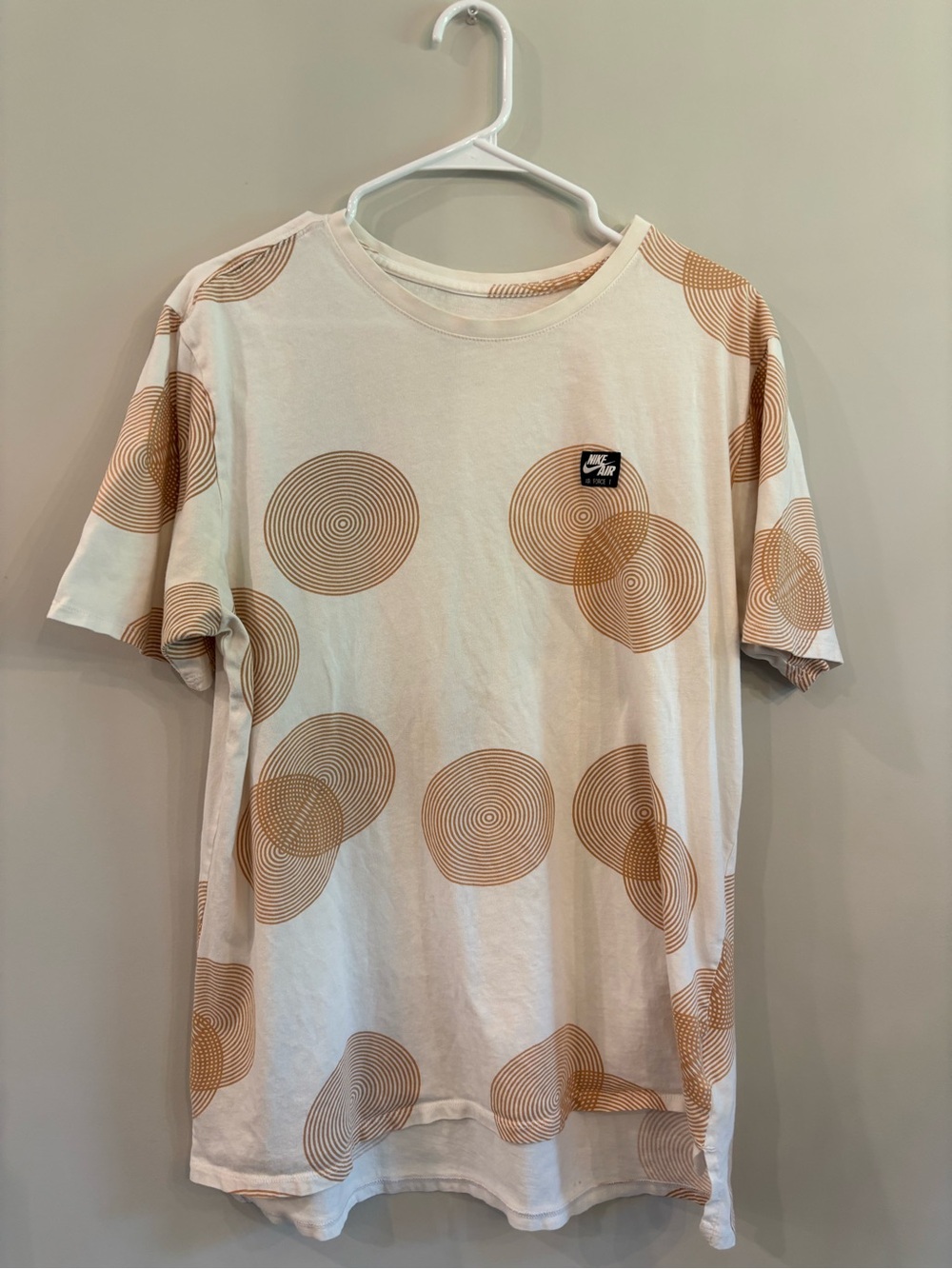Nike White Air Force Tee with Tan Circular Graphic Print 0158